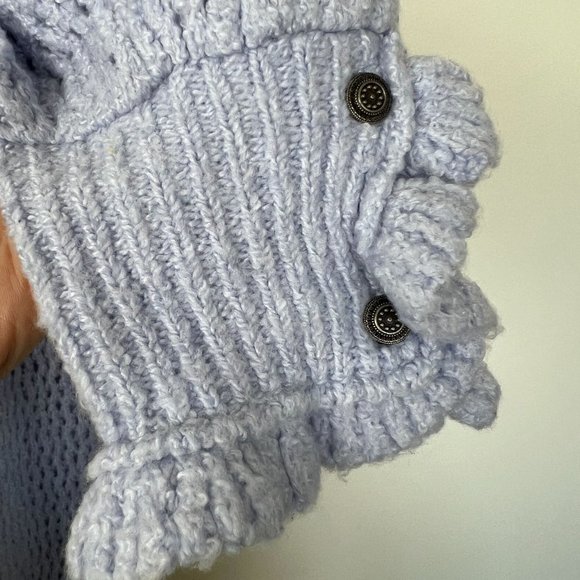 Free People Snowdrift Blue Open Weave Crochet Frill Cuff Collar Sweater - Picture 8 of 8